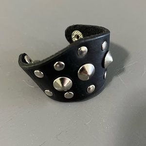 Leather studded ring